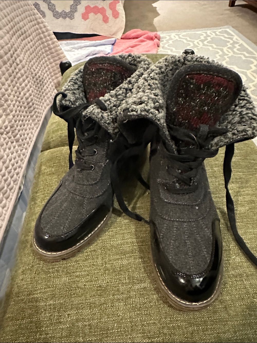 Mum Luka Wool-Blend Lace-Up Winter Boots — Gray